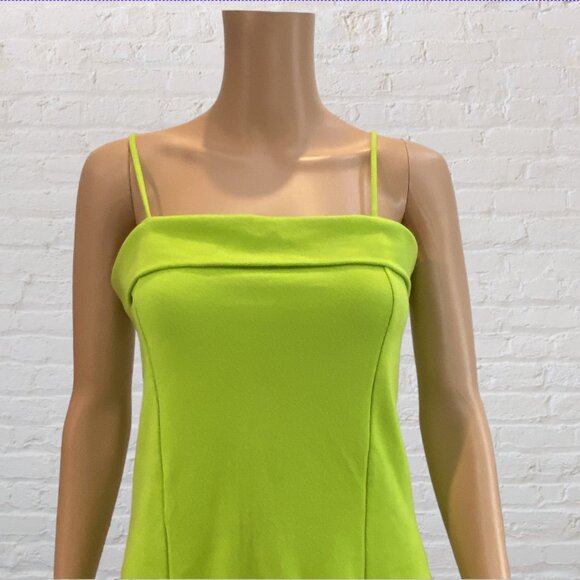 GW SPORT -- Long Top, Spaghetti Straps, Side Vents, Lime Green - Picture 2 of 15